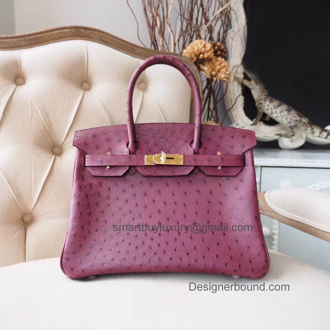 Hermes Birkin 30 Handbag in ck57 Bodeaux Ostrich GHW